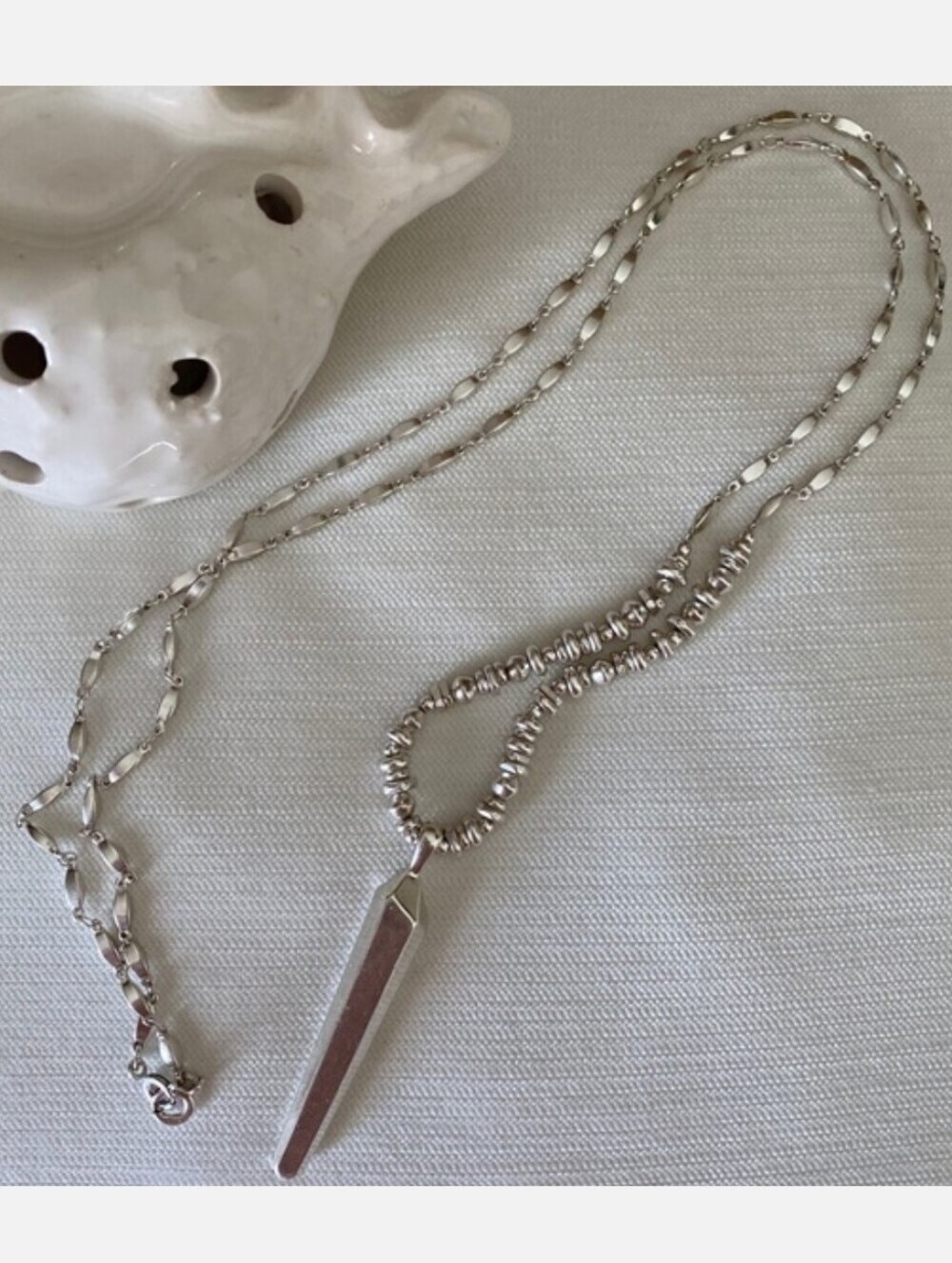 Stella & Dot Silver Spike Pendant Necklace